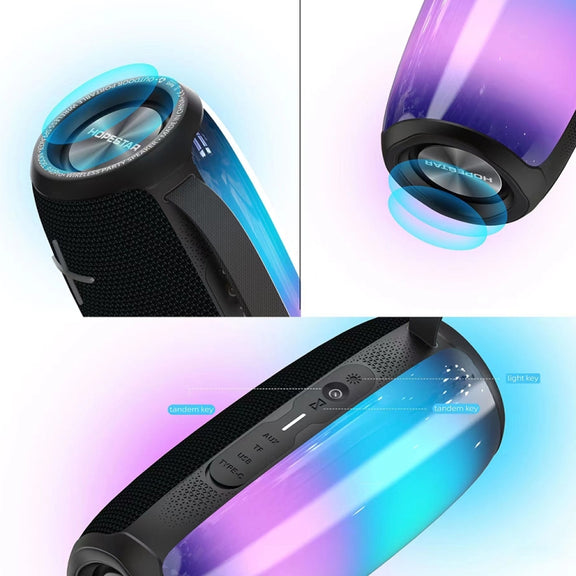 HOPESTAR P40 Pro IPX6 Water-resistant RGB Light Wireless Bluetooth Speaker(Black)