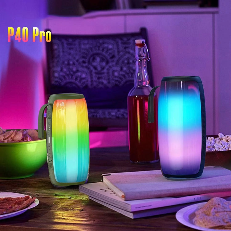 HOPESTAR P40 Pro IPX6 Water-resistant RGB Light Wireless Bluetooth Speaker(Blue)