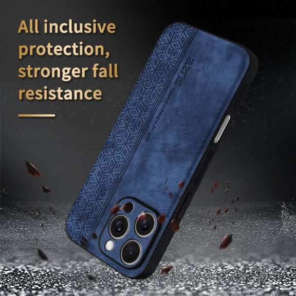 For iPhone 16 Pro Max AZNS 3D Embossed Skin Feel Phone Case(Purple)