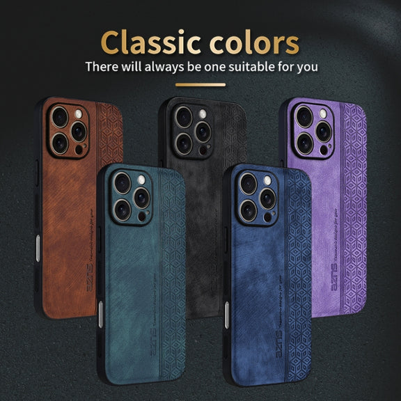 For iPhone 16 Pro AZNS 3D Embossed Skin Feel Phone Case(Dark Green)