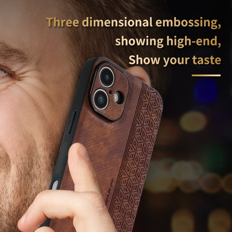 For iPhone 16 AZNS 3D Embossed Skin Feel Phone Case(Black)