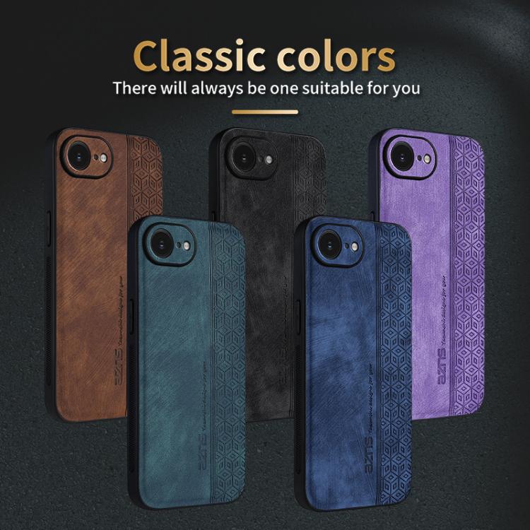 For iPhone 16e AZNS 3D Embossed Skin Feel Phone Case(Black)