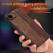 For iPhone 16e AZNS 3D Embossed Skin Feel Phone Case(Brown)