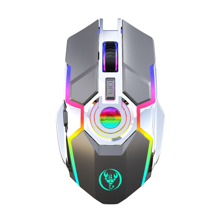 HXSJ T30 2400DPI RGB 2.4GHz Wireless Mouse(Metallic Grey) - free shipping - PMC Jewellery - Order now!