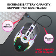 HXSJ T30 2400DPI RGB 2.4GHz Wireless Mouse(Metallic Grey)