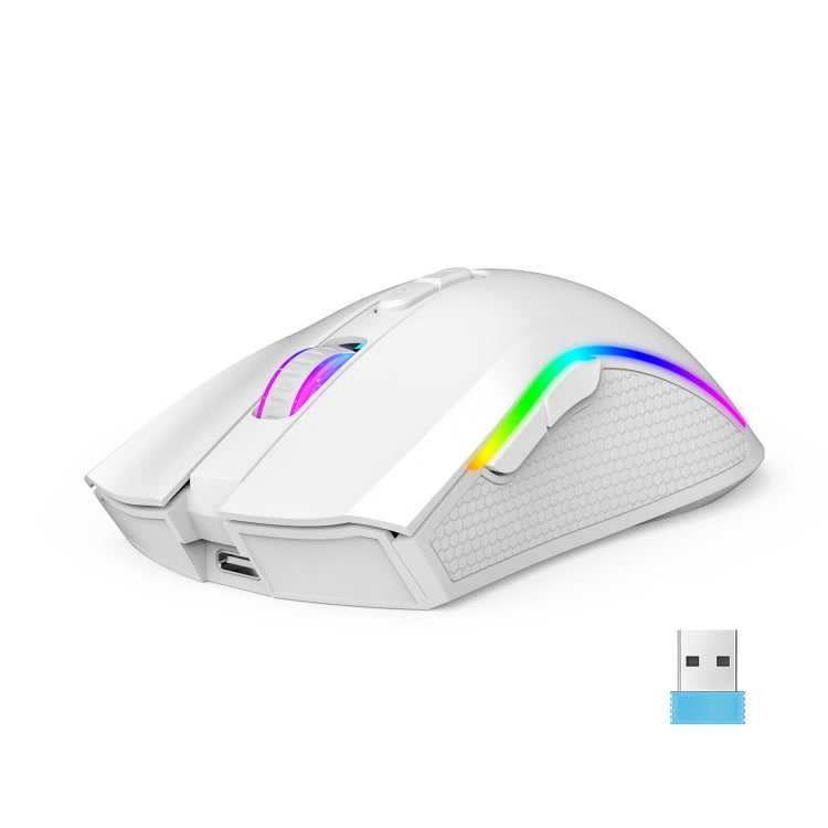 HXSJ T69 4800DPI RGB 2.4GHz Wireless Mouse(White) - Wireless Mice by HXSJ | Online Shopping South Africa | PMC TechLife | Buy Now Pay Later Mobicred