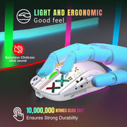HXSJ T90 RGB Light Three-mode Wireless Gaming Mouse(White)