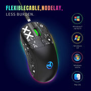 HXSJ T90 RGB Light Three-mode Wireless Gaming Mouse(White)
