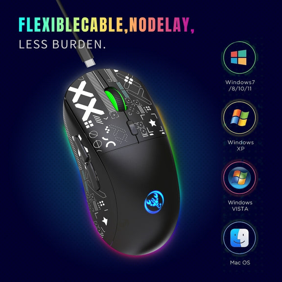 HXSJ T90 RGB Light Three-mode Wireless Gaming Mouse(White)