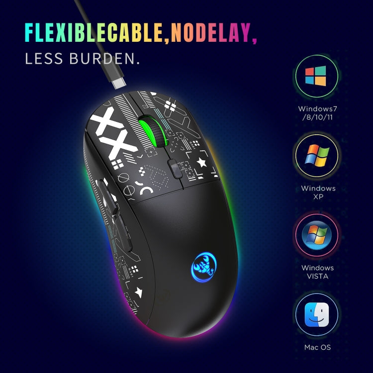 HXSJ T90 RGB Light Three-mode Wireless Gaming Mouse(White)