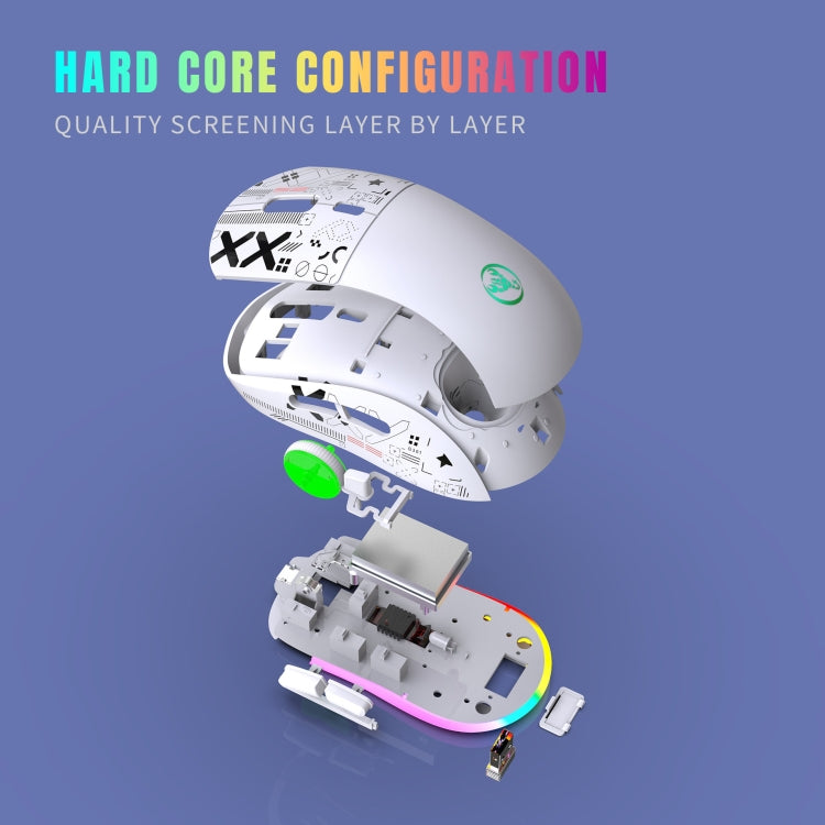 HXSJ T90 RGB Light Three-mode Wireless Gaming Mouse(White)