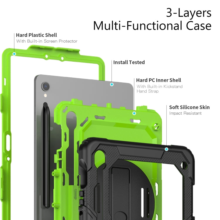 For Samsung Galaxy Tab S8 / S7 Silicone Hybrid PC Tablet Protective Case(Black+Yellow Green) - Galaxy Tab S8 Cases by PMC Jewellery | Online Shopping South Africa | PMC Jewellery | Buy Now Pay Later Mobicred