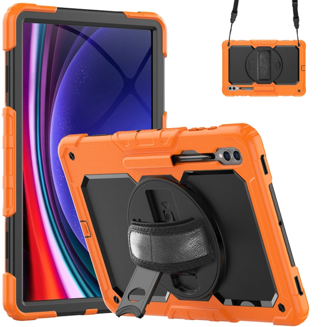 For Samsung Galaxy Tab S9 Ultra / S10 Ultra Silicone Hybrid PC Tablet Protective Case(Orange+Black)