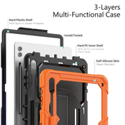 For Samsung Galaxy Tab S9 Ultra / S10 Ultra Silicone Hybrid PC Tablet Protective Case(Orange+Black)