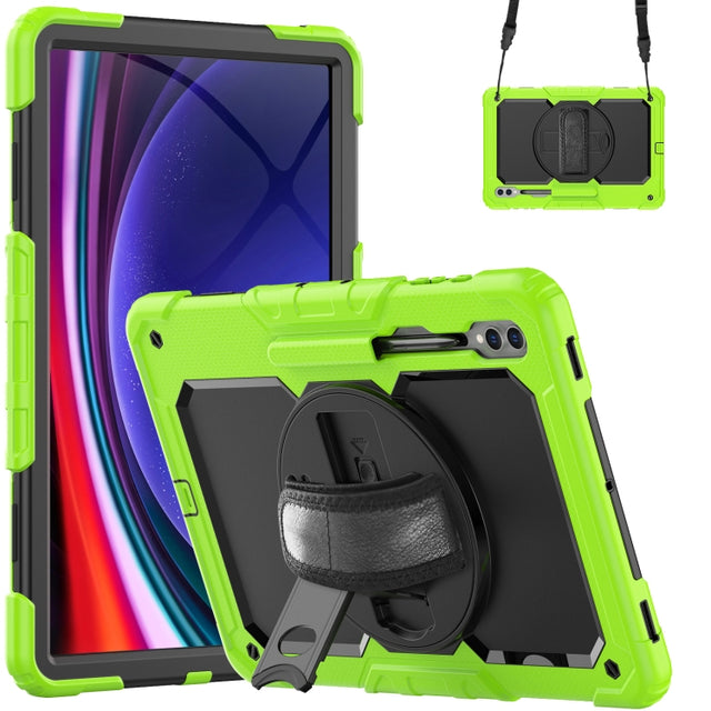 For Samsung Galaxy Tab S9 Ultra / S10 Ultra Silicone Hybrid PC Tablet Protective Case(Yellow Green+Black)