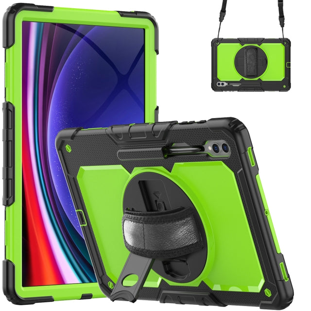 For Samsung Galaxy Tab S9 Ultra / S8 Ultra Silicone + PC Tablet Case(Black+Yellow Green)