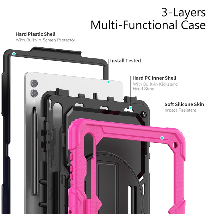 For Samsung Galaxy Tab S9 Ultra / S10 Ultra Silicone Hybrid PC Tablet Protective Case(Rose Red+Black) - free shipping - PMC Jewellery - Order now!