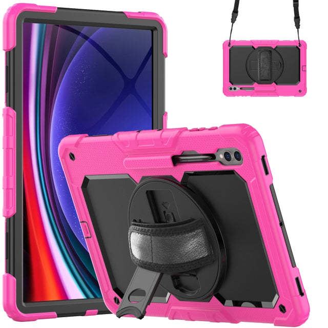 For Samsung Galaxy Tab S9 Ultra / S10 Ultra Silicone Hybrid PC Tablet Protective Case(Rose Red+Black)