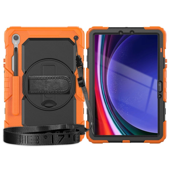 For Samsung Galaxy Tab S9 / S9 FE Silicone + PC Tablet Case(Orange+Black)