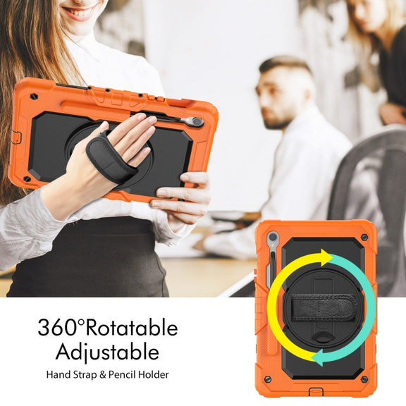 For Samsung Galaxy Tab S9 / S9 FE Silicone + PC Tablet Case(Orange+Black)