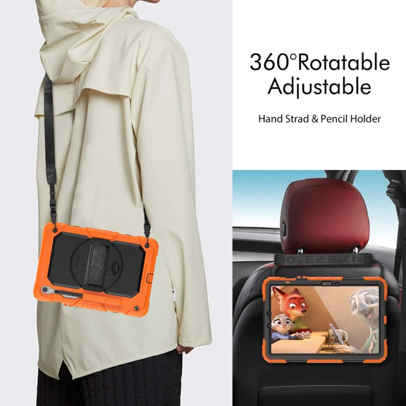 For Samsung Galaxy Tab S9 / S9 FE Silicone + PC Tablet Case(Orange+Black)