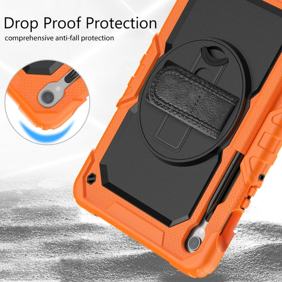 For Samsung Galaxy Tab S9 / S9 FE Silicone + PC Tablet Case(Orange+Black)
