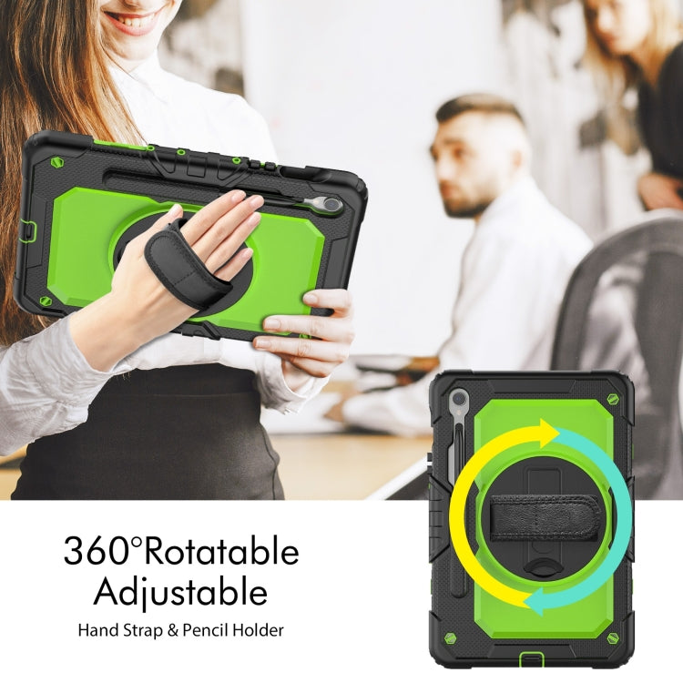 For Samsung Galaxy Tab S9 / S9 FE Silicone Hybrid PC Tablet Protective Case(Black+Yellow Green)