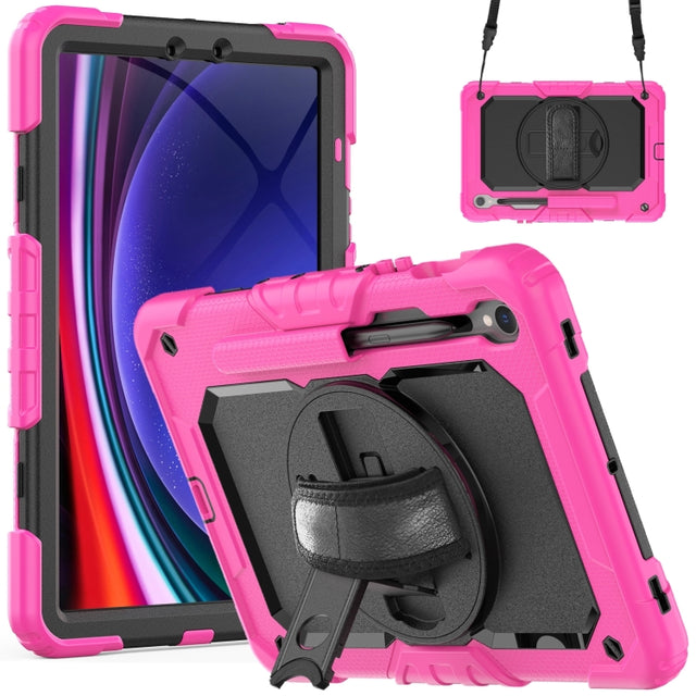 For Samsung Galaxy Tab S9 / S9 FE Silicone Hybrid PC Tablet Protective Case(Rose Red+Black)