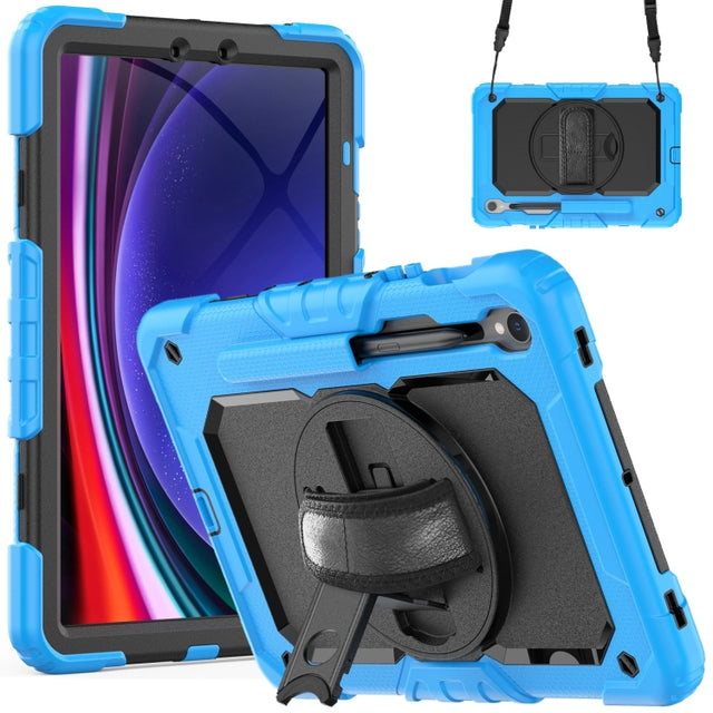 For Samsung Galaxy Tab S9 / S9 FE Silicone + PC Tablet Case(Light Blue+Black)
