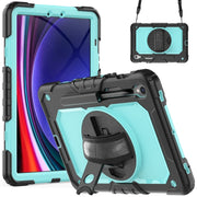 For Samsung Galaxy Tab S9 / S9 FE Silicone + PC Tablet Case(Black+Light Blue)