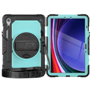 For Samsung Galaxy Tab S9 / S9 FE Silicone + PC Tablet Case(Black+Light Blue)