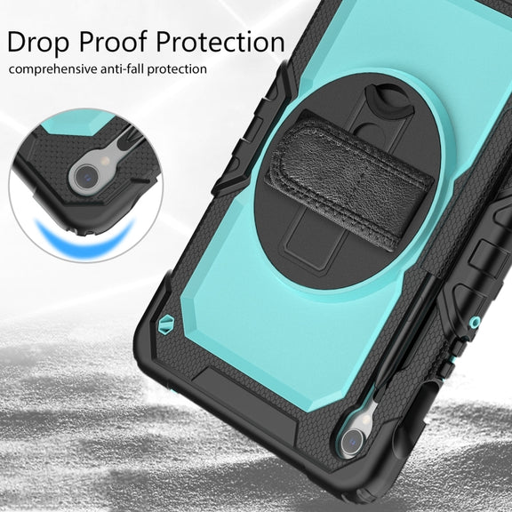 For Samsung Galaxy Tab S9 / S9 FE Silicone + PC Tablet Case(Black+Light Blue)