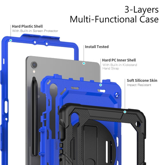 For Samsung Galaxy Tab S9 / S9 FE Silicone + PC Tablet Case(Black+Dark Blue)