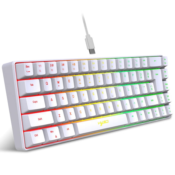 HXSJ V200 Wired RGB Backlit Mechanical Keyboard 68 Key Caps, Cable Length: 1.7m(White)