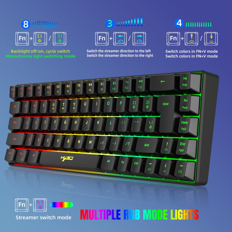 HXSJ V200 Wired RGB Backlit Mechanical Keyboard 68 Key Caps, Cable Length: 1.7m(Black) - free shipping - PMC Jewellery - Order now!