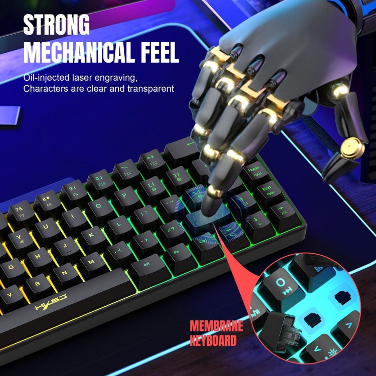 HXSJ V200 Wired RGB Backlit Mechanical Keyboard 68 Key Caps, Cable Length: 1.7m(Black) - free shipping - PMC Jewellery - Order now!
