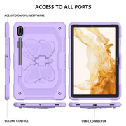 For Samsung Galaxy Tab S9 Butterfly Kickstand Heavy Duty Hard Rugged Tablet Case(Raro Purple)