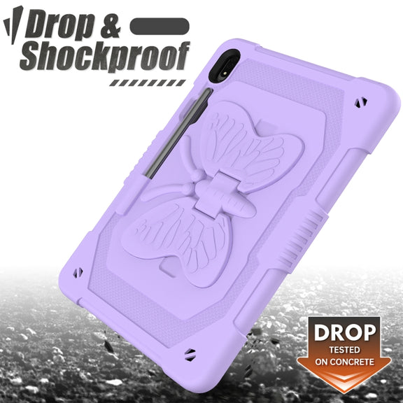 For Samsung Galaxy Tab S9 Butterfly Kickstand Heavy Duty Hard Rugged Tablet Case(Raro Purple)
