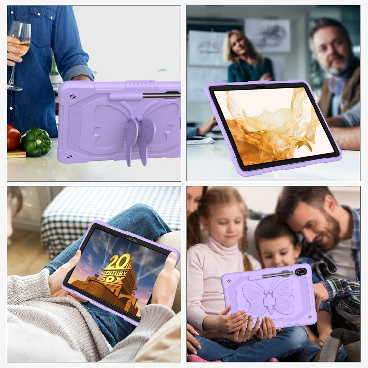 For Samsung Galaxy Tab S9 Butterfly Kickstand Heavy Duty Hard Rugged Tablet Case(Raro Purple)