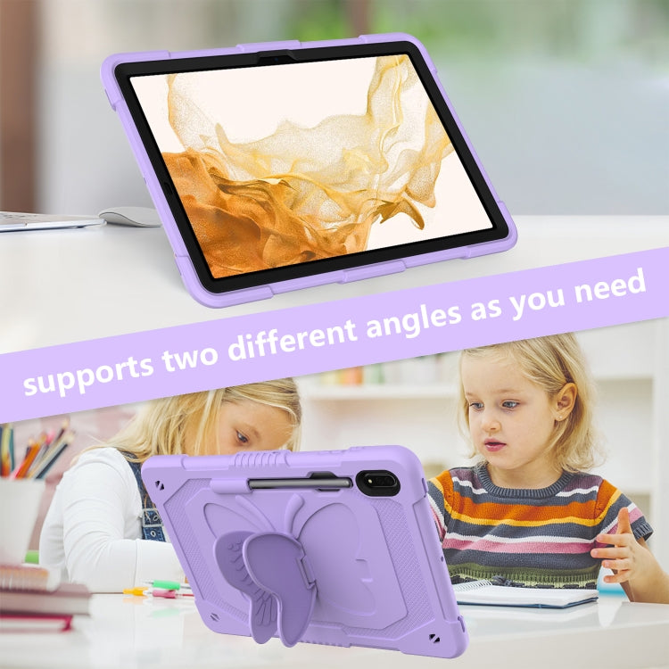 For Samsung Galaxy Tab S9 Butterfly Kickstand Heavy Duty Hard Rugged Tablet Case(Raro Purple)