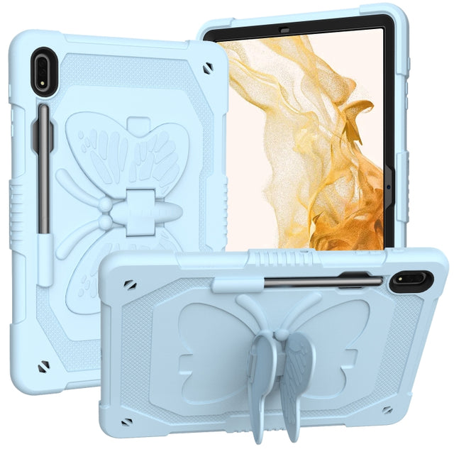 For Samsung Galaxy Tab S9+ Butterfly Kickstand Heavy Duty Hard Rugged Tablet Case(Ice Blue)
