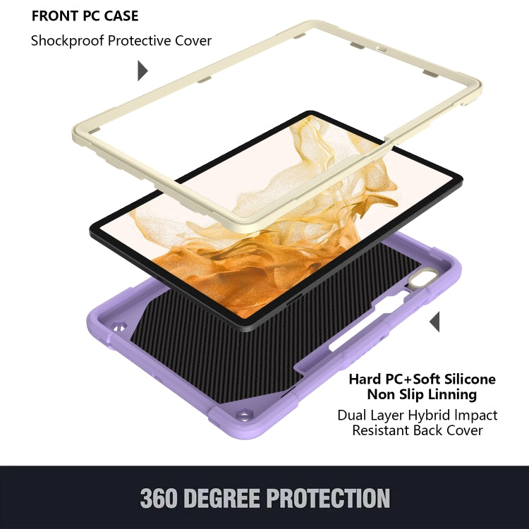 For Samsung Galaxy Tab S9+ Butterfly Kickstand Heavy Duty Hard Rugged Tablet Case(Beige+Raro Purple) - free shipping - PMC Jewellery - Order now!