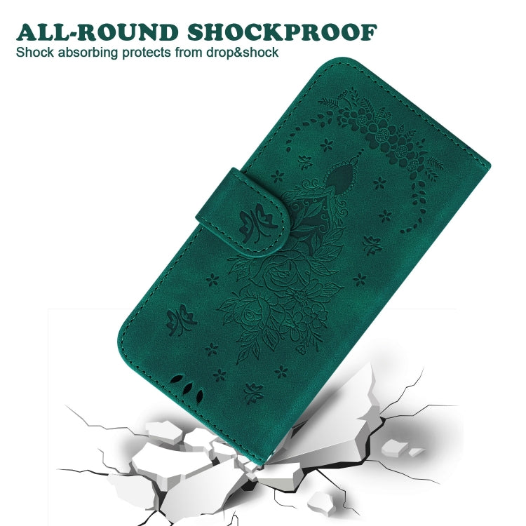 For Honor Magic6 Pro Butterfly Rose Embossed Leather Phone Case(Green)