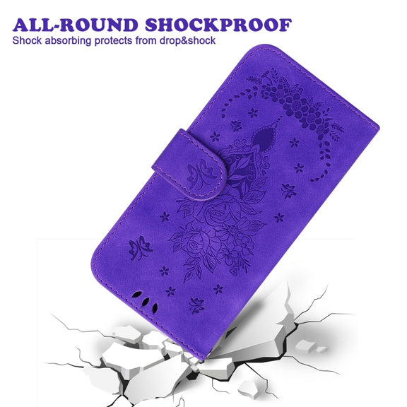 For Honor Magic6 Pro Butterfly Rose Embossed Leather Phone Case(Purple)