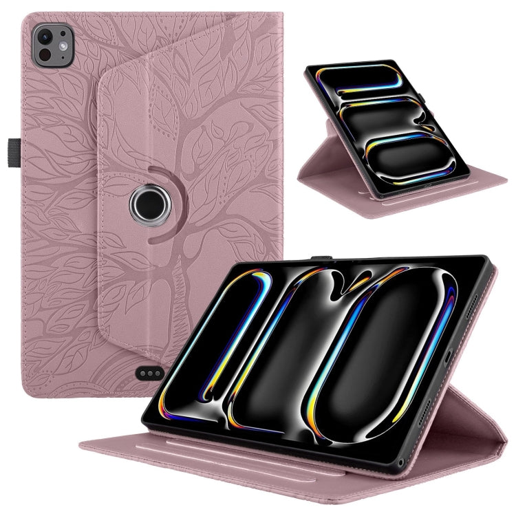 For iPad Pro 11 2024 Tree Life Embossed Rotation Leather Smart Tablet Case(Rose Gold) - iPad Pro 11 2024 Cases by PMC TechLife | Online Shopping South Africa | PMC TechLife | Buy Now Pay Later Mobicred