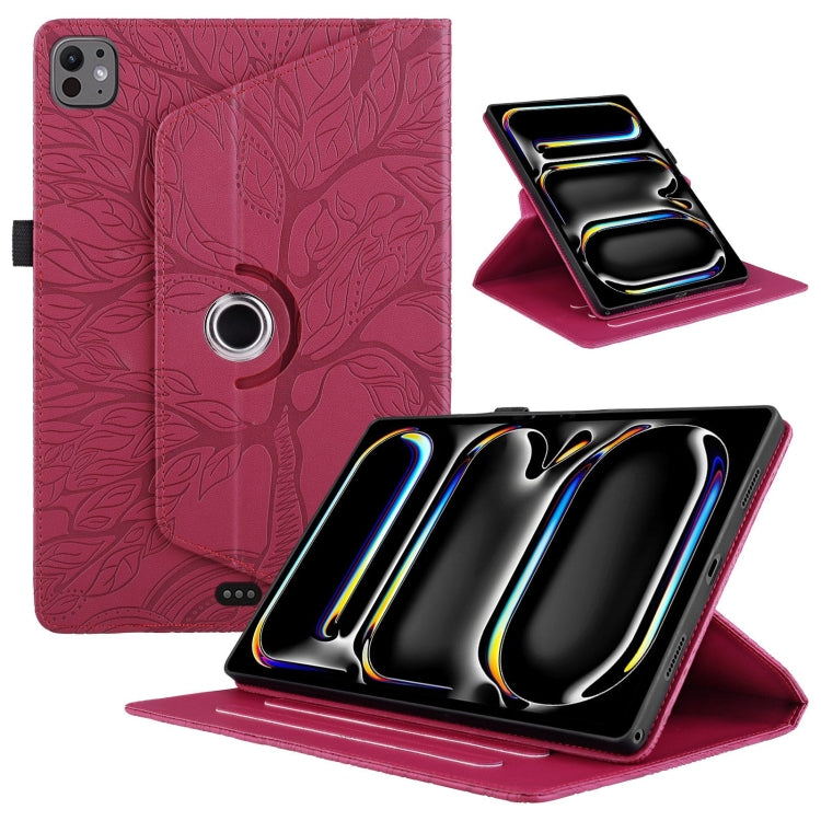 For iPad Pro 13 2024 Tree Life Embossed Rotation Leather Smart Tablet Case(Red) - iPad Pro 13 2024 Cases by PMC TechLife | Online Shopping South Africa | PMC TechLife | Buy Now Pay Later Mobicred