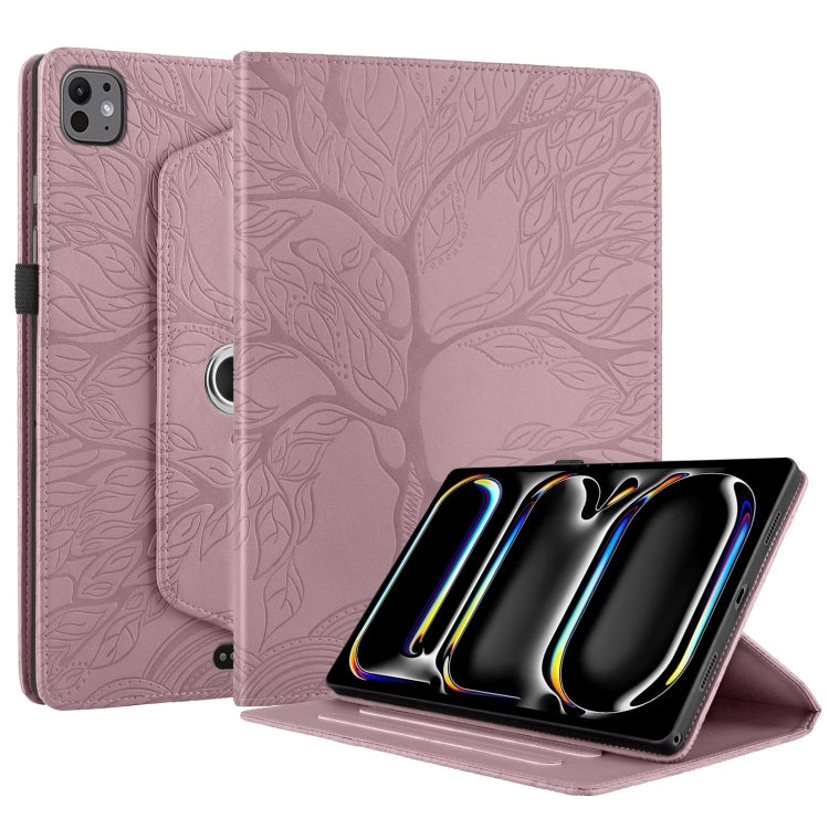 For iPad Pro 13 2024 Tree Life Embossed Rotation Leather Smart Tablet Case(Rose Gold) - iPad Pro 13 2024 Cases by PMC TechLife | Online Shopping South Africa | PMC TechLife | Buy Now Pay Later Mobicred