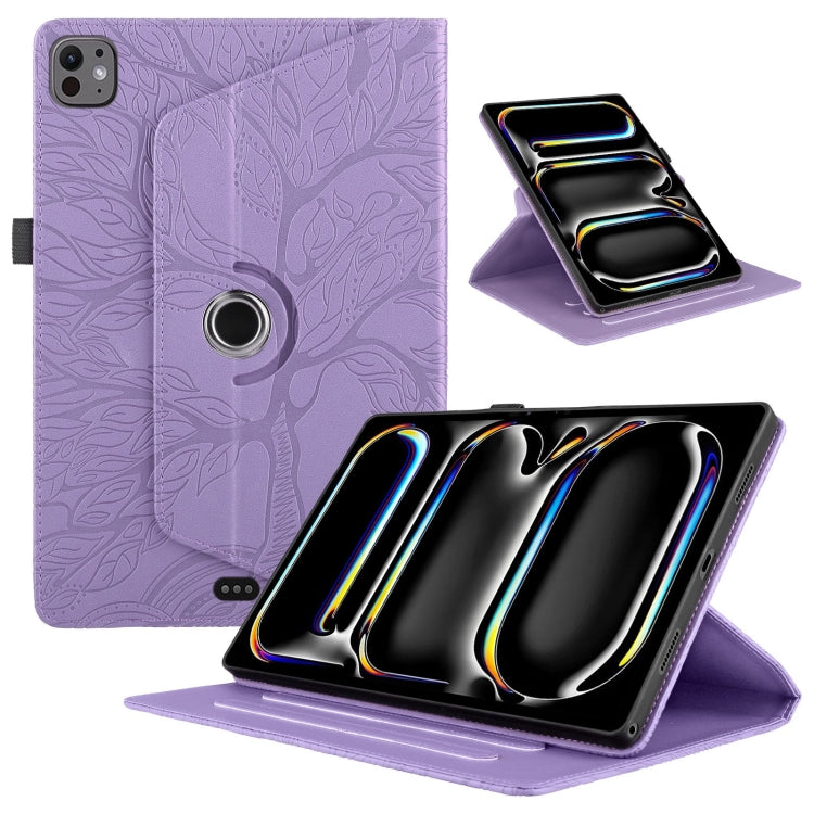 For iPad Pro 13 2024 Tree Life Embossed Rotation Leather Smart Tablet Case(Purple) - iPad Pro 13 2024 Cases by PMC TechLife | Online Shopping South Africa | PMC TechLife | Buy Now Pay Later Mobicred