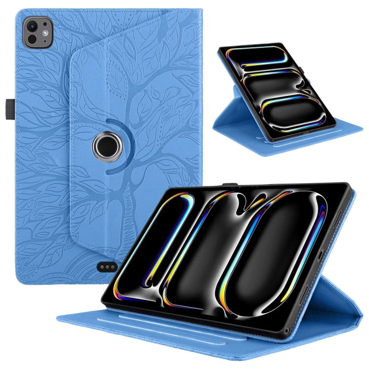 For iPad Pro 13 2024 Tree Life Embossed Rotation Leather Smart Tablet Case(Blue) - iPad Pro 13 2024 Cases by PMC TechLife | Online Shopping South Africa | PMC TechLife | Buy Now Pay Later Mobicred