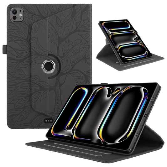 For iPad Pro 13 2024 Tree Life Embossed Rotation Leather Smart Tablet Case(Black) - free shipping - PMC Jewellery - Order now!